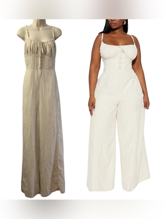 Fashion Nova Pants - Fashion Nova Endless Mimosas Textured Cream Colored Jumpsuit Size 1X NWT